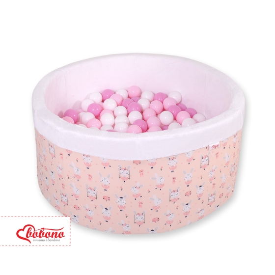 Ball-pit minky with balls 200pcs - ballerinas pink