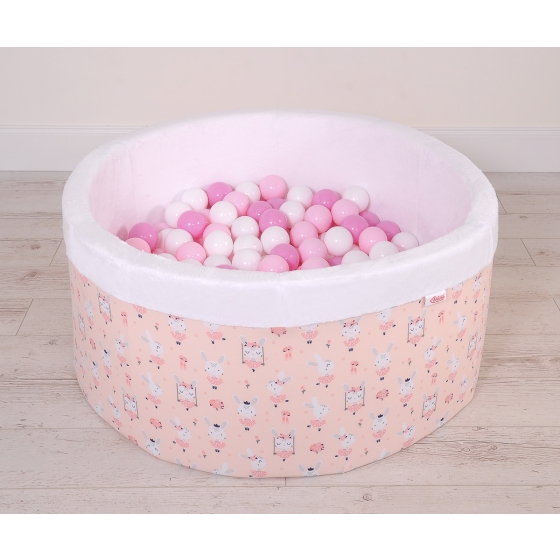 Ball-pit minky with balls 200pcs - ballerinas pink