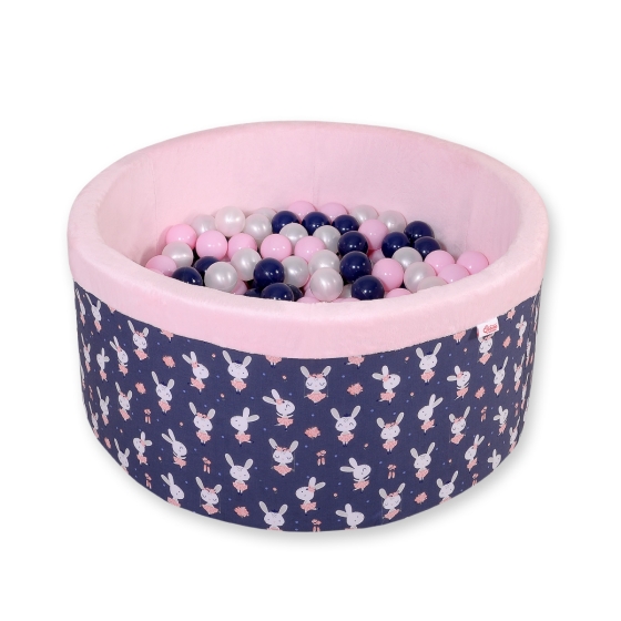 Ball-pit minky with balls 200pcs - blue rabbits