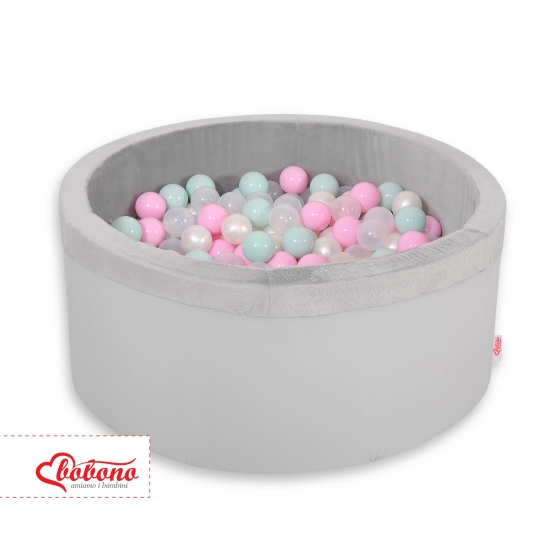 Ball-pit minky with balls 200pcs - gray
