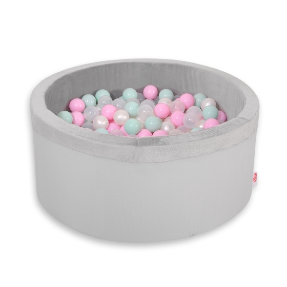 Ball-pit minky with balls 200pcs - gray
