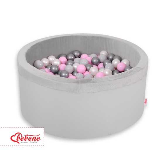 Ball-pit minky with balls 200pcs - gray