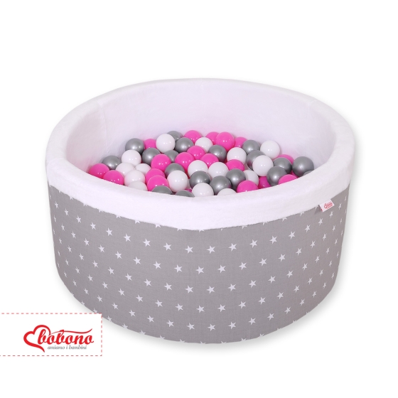Ball-pit minky with balls 200pcs- gray stars