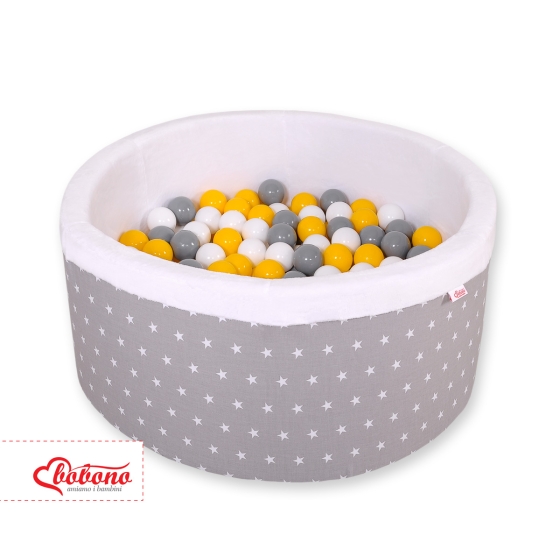 Ball-pit minky with balls 200pcs- gray stars