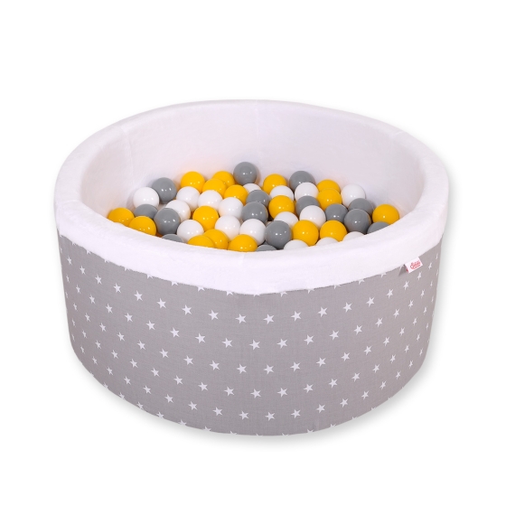 Ball-pit minky with balls 200pcs- gray stars