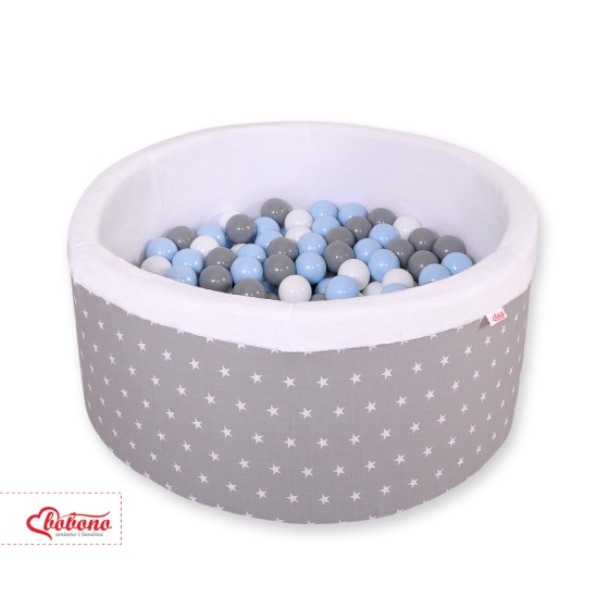 Ball-pit minky with balls 200pcs- gray stars
