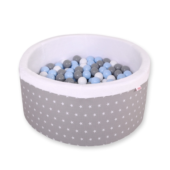 Ball-pit minky with balls 200pcs- gray stars