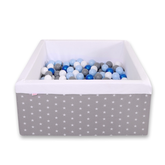 Ball-pit minky with balls 200pcs - gray stars