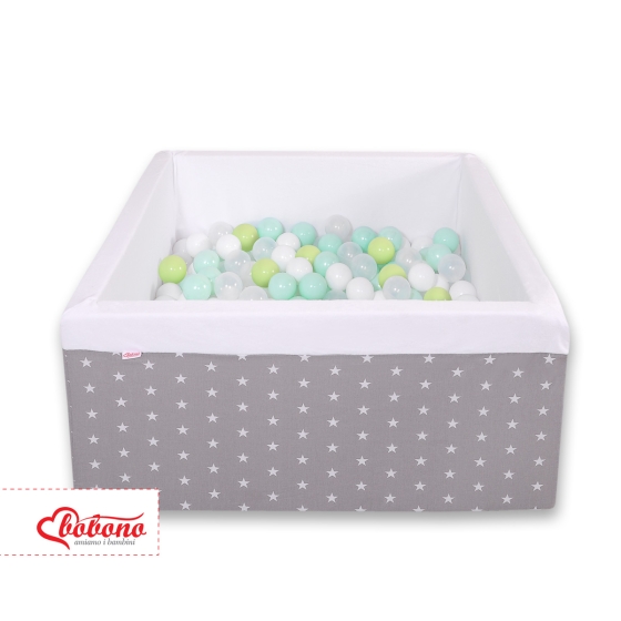Ball-pit minky with balls 200pcs - gray stars