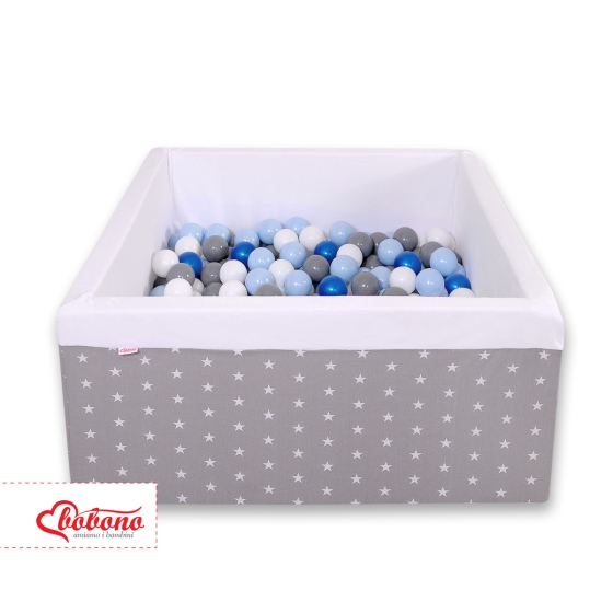 Ball-pit minky with balls 200pcs - gray stars