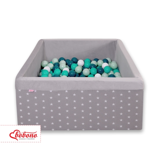 Ball-pit minky with balls 200pcs - gray stars