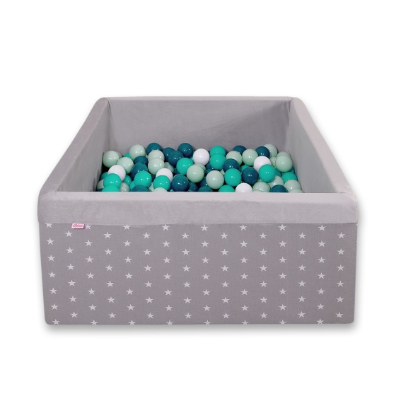 Ball-pit minky with balls 200pcs - gray stars