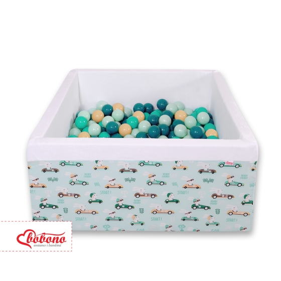 Ball-pit minky with balls 200pcs - mint rabbits