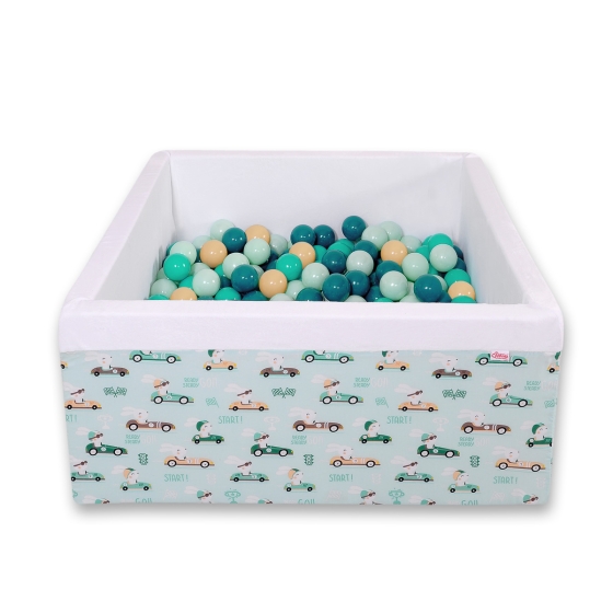 Ball-pit minky with balls 200pcs - mint rabbits