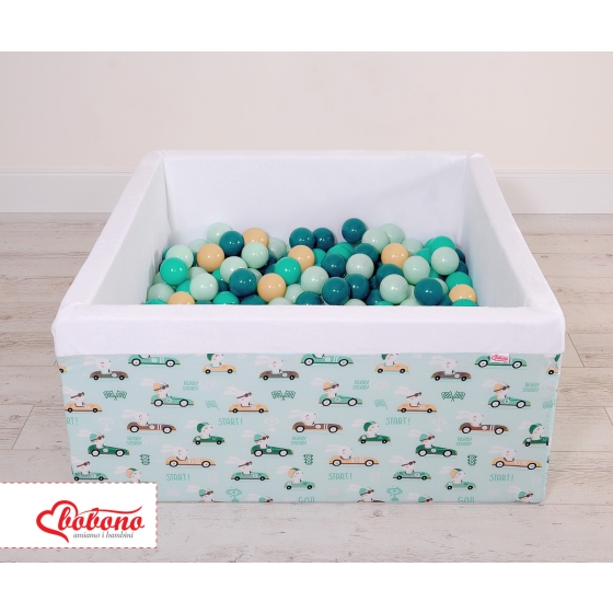 Ball-pit minky with balls 200pcs - mint rabbits