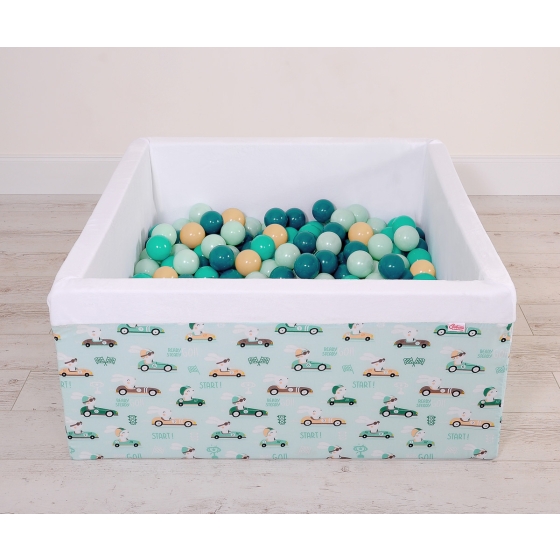 Ball-pit minky with balls 200pcs - mint rabbits