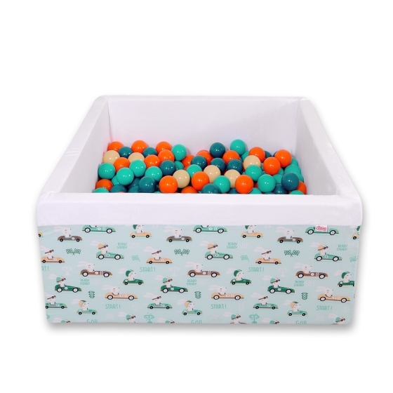 Ball-pit minky with balls 200pcs - mint rabbits