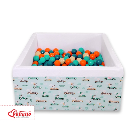Ball-pit minky with balls 200pcs - mint rabbits