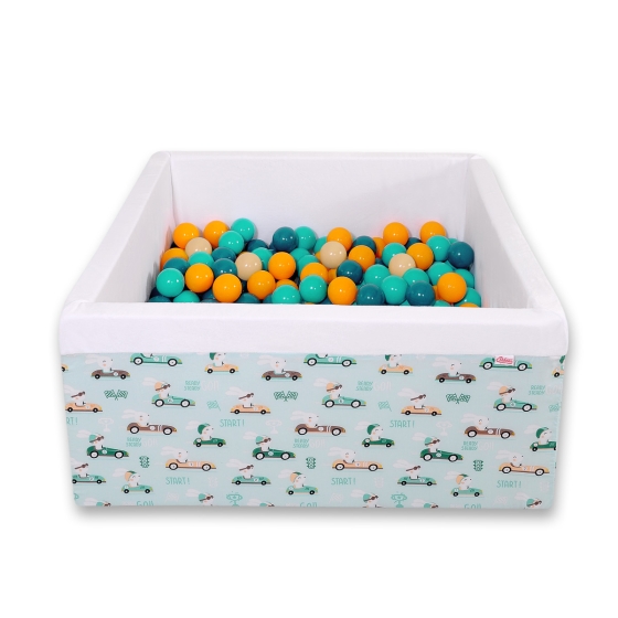 Ball-pit minky with balls 200pcs - mint rabbits