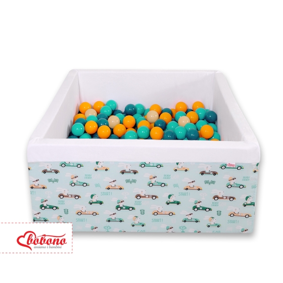 Ball-pit minky with balls 200pcs - mint rabbits