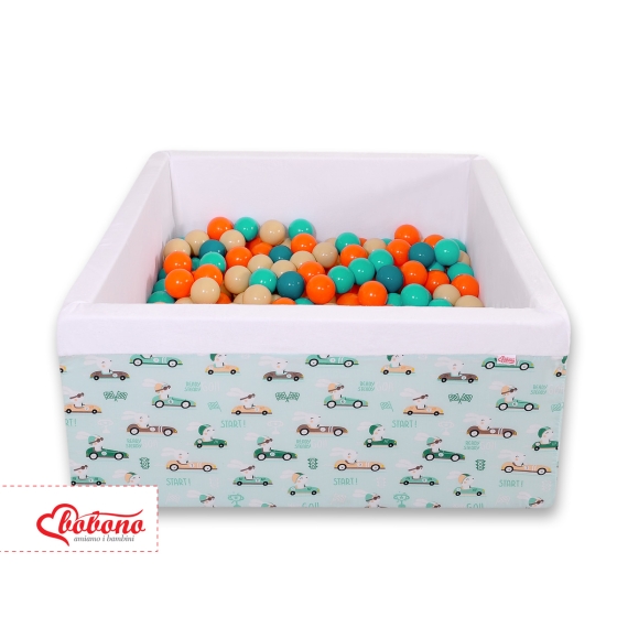 Ball-pit minky with balls 200pcs - mint rabbits