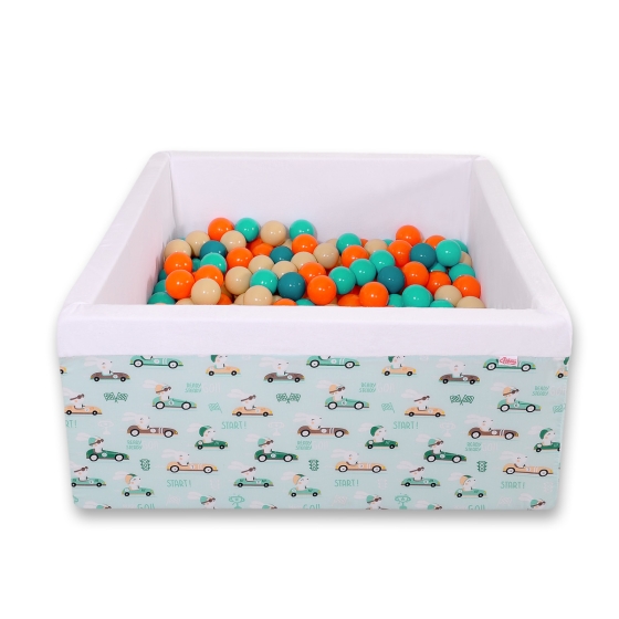 Ball-pit minky with balls 200pcs - mint rabbits