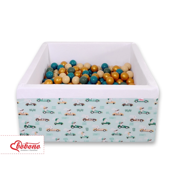 Ball-pit minky with balls 200pcs - mint rabbits