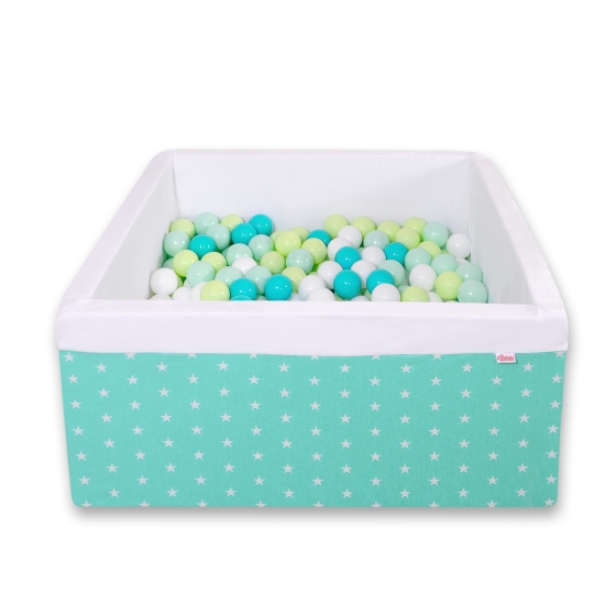Ball-pit minky with balls 200pcs - mint Stars