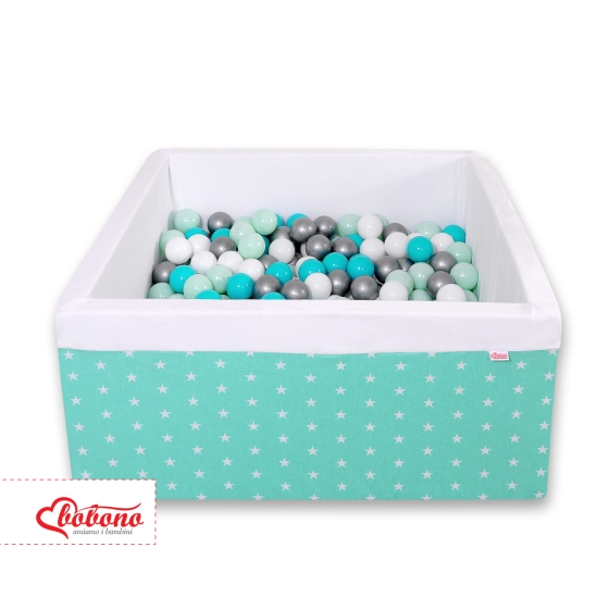 Ball-pit minky with balls 200pcs - mint Stars