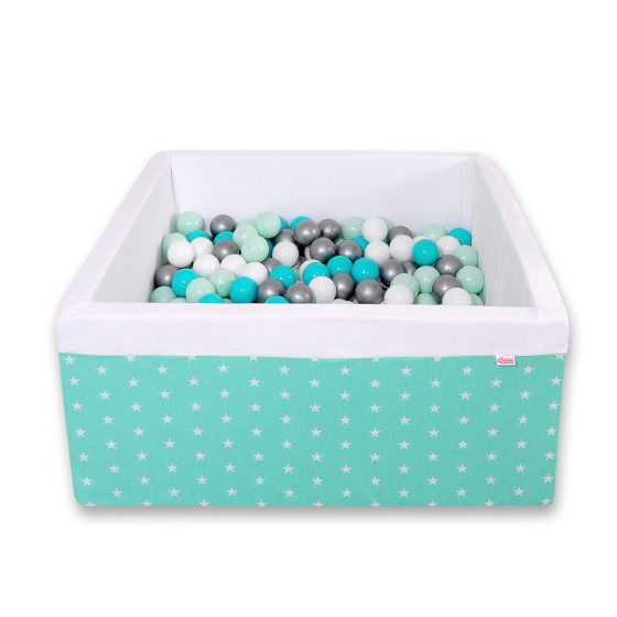 Ball-pit minky with balls 200pcs - mint Stars