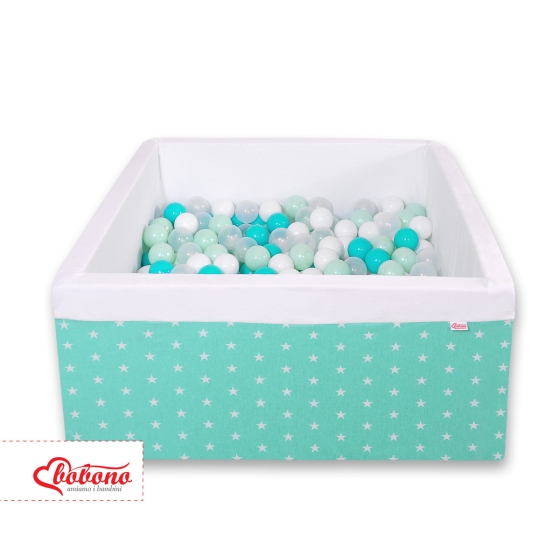 Ball-pit minky with balls 200pcs - mint Stars