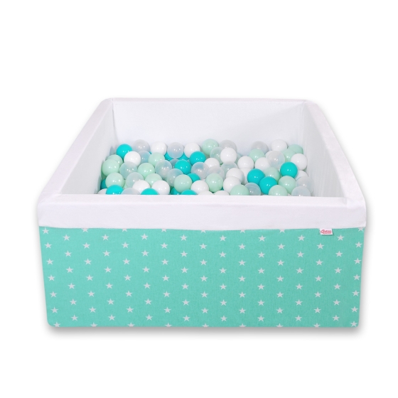 Ball-pit minky with balls 200pcs - mint Stars