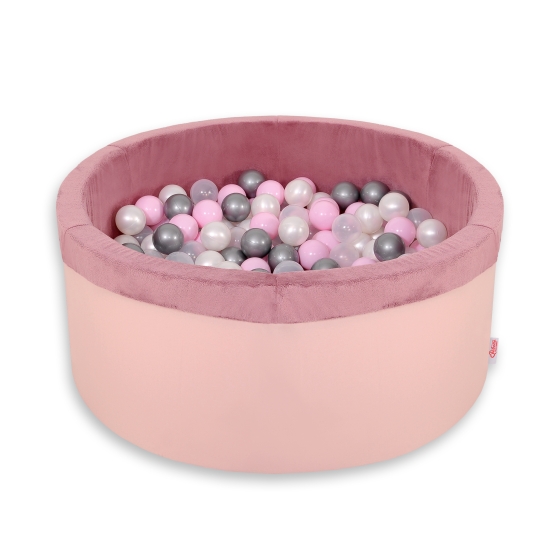 Ball-pit minky with balls 200pcs - pastel pink
