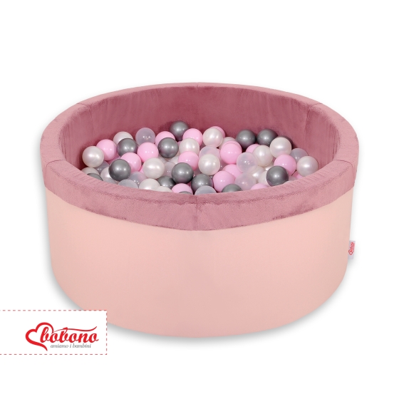 Ball-pit minky with balls 200pcs - pastel pink