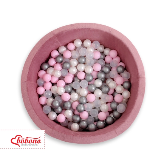 Ball-pit minky with balls 200pcs - pastel pink