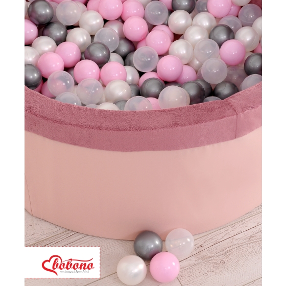 Ball-pit minky with balls 200pcs - pastel pink