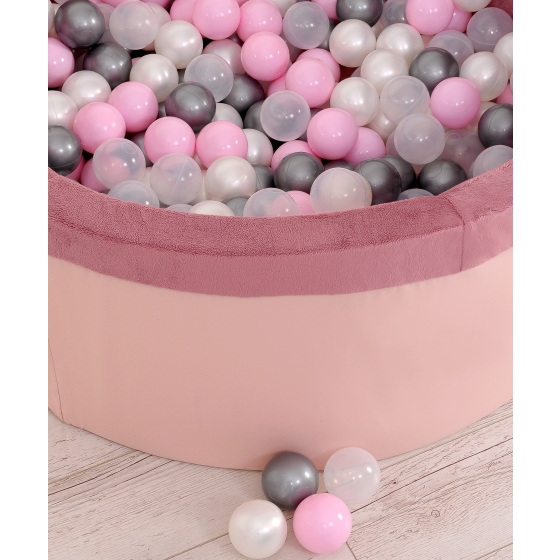 Ball-pit minky with balls 200pcs - pastel pink
