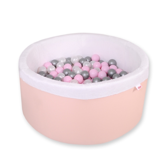 Ball-pit minky with balls 200pcs - powder pink