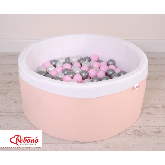 Ball-pit minky with balls 200pcs - powder pink