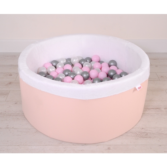 Ball-pit minky with balls 200pcs - powder pink