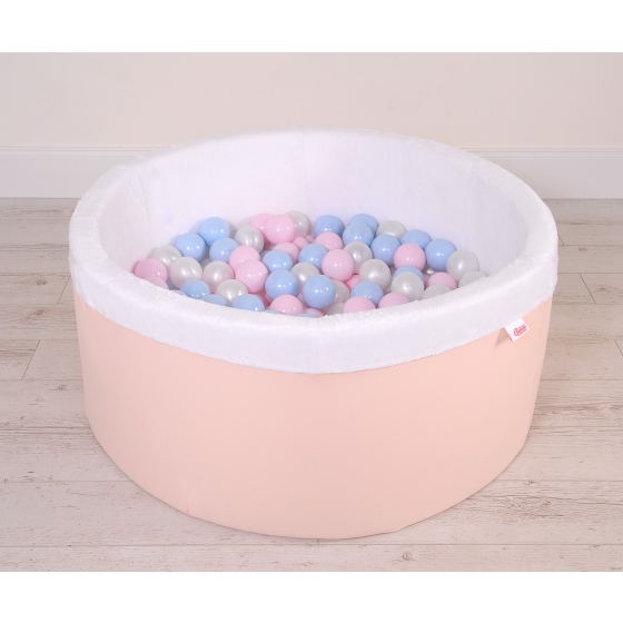 Ball-pit minky with balls 200pcs - powder pink