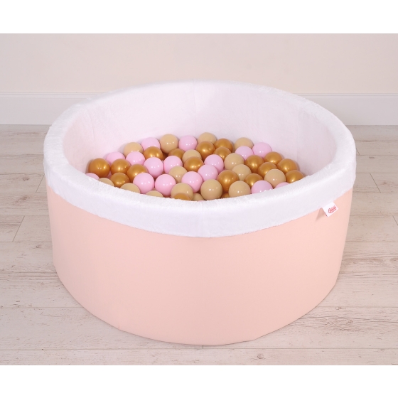 Ball-pit minky with balls 200pcs - powder pink