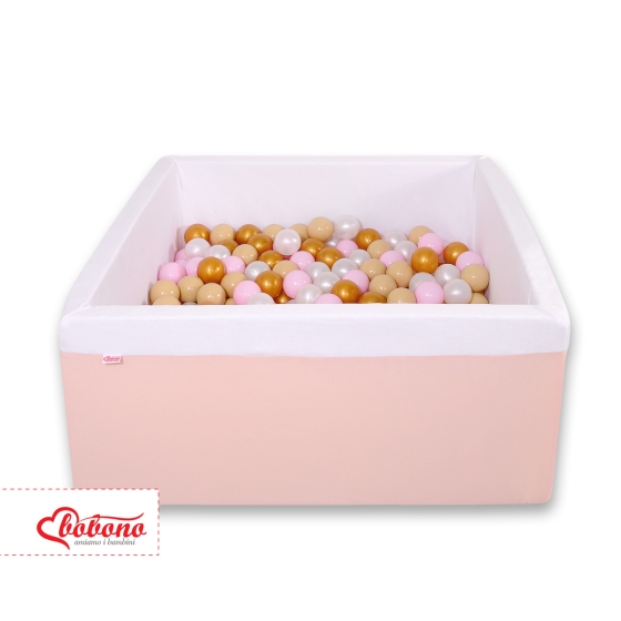 Ball-pit minky with balls 200pcs - powder pink