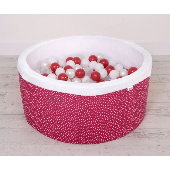 Ball-pit minky with balls 200pcs- wine red stars