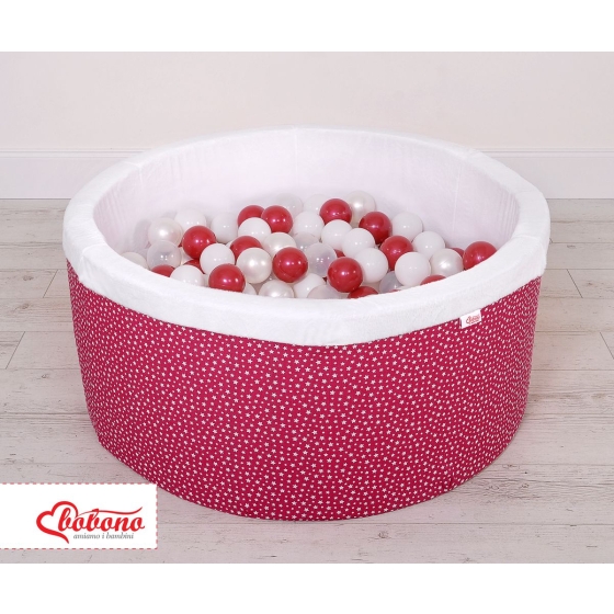 Ball-pit minky with balls 200pcs- wine red stars