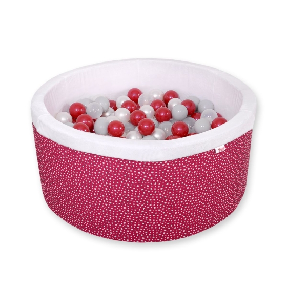 Ball-pit minky with balls 200pcs- wine red stars