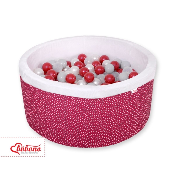Ball-pit minky with balls 200pcs- wine red stars