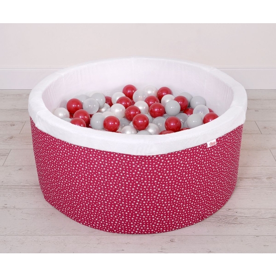 Ball-pit minky with balls 200pcs- wine red stars