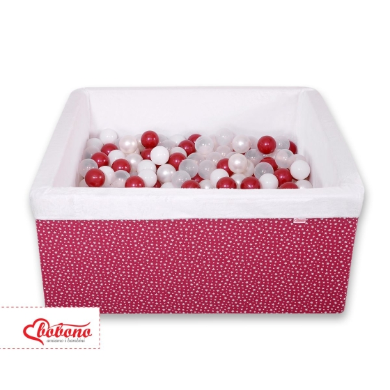 Ball-pit minky with balls 200pcs - wine red stars