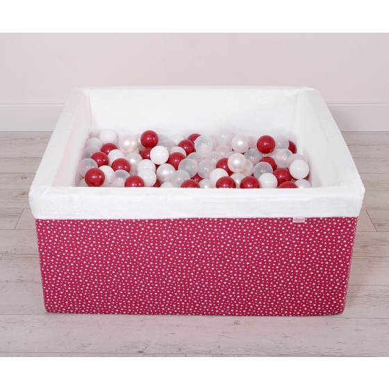 Ball-pit minky with balls 200pcs - wine red stars